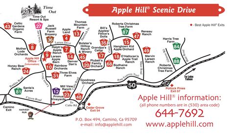 Apple hill hours - The FAQs Apple Hill Page Helps You Plan Your Trip to the Farms Located in Placerville, California. We Hope You Have a Great Time in Apple Hill. (530) 417-4887 Home News Events ... Apple Hill is Located in Between Sacramento and Lake Tahoe Alongside Highway 50 Less Than an Hour Drive from Either. When Should …